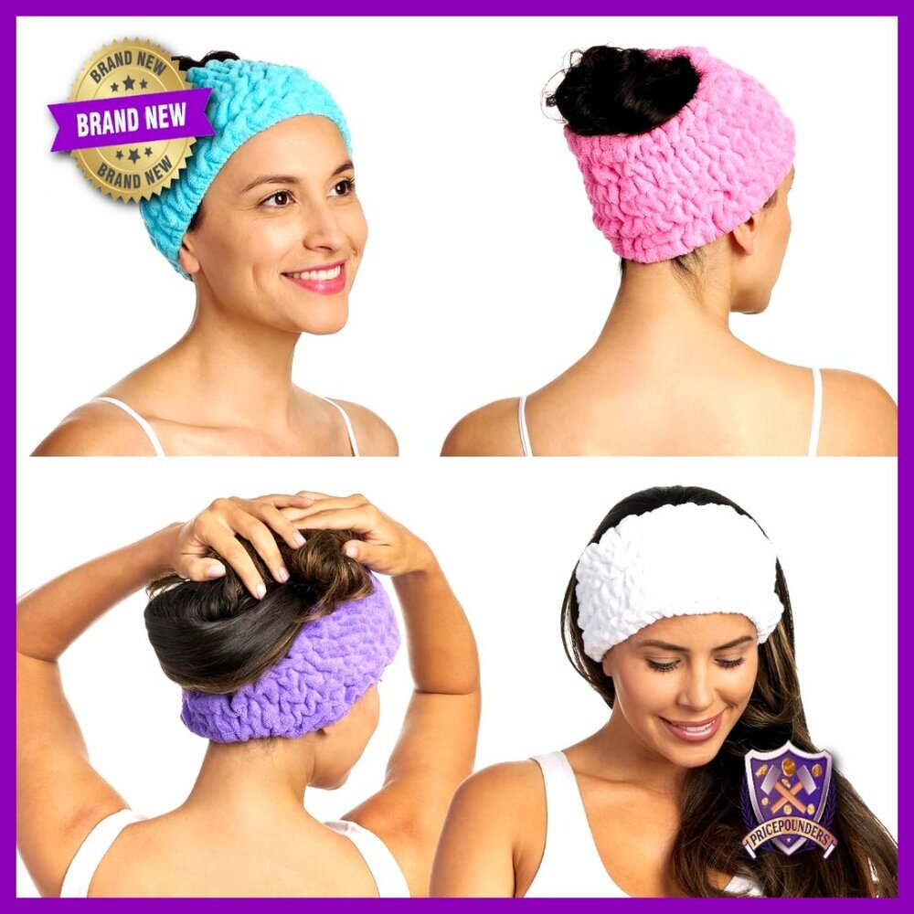 Microfiber Spa Headband Set Extra Wide Comfortable Beauty Travel Accessory